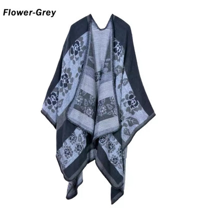 Cashmere Wool Cape Scarf Split Thickened Autumn and Winter Women Cape