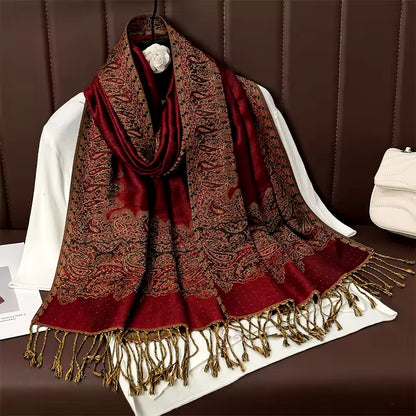 Luxury Women Classic Pashmina Cashmere Touch Bohemia Scarf - Warm Fringe Shawl