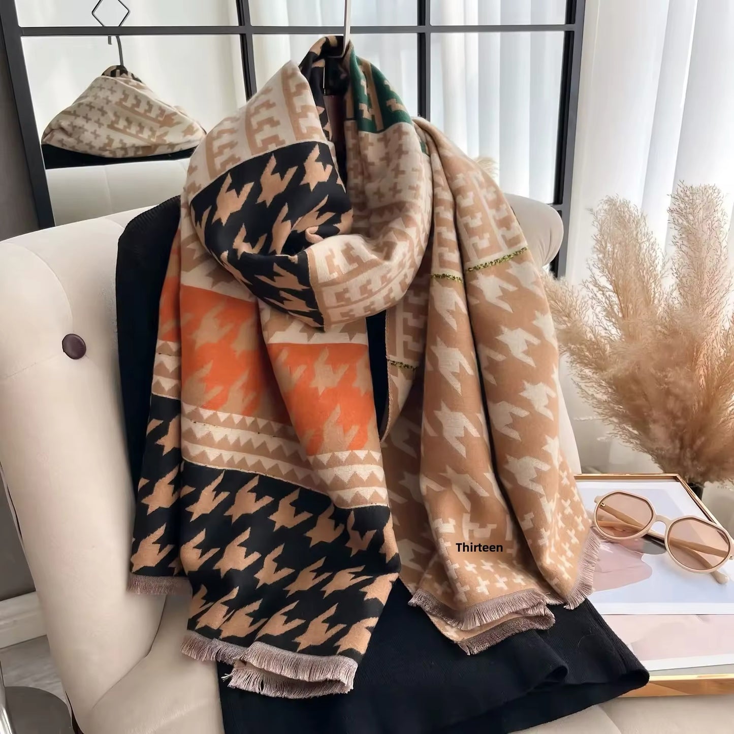 Women Luxurious Cashmere Touch Scarf - Warm Fringe Shawl