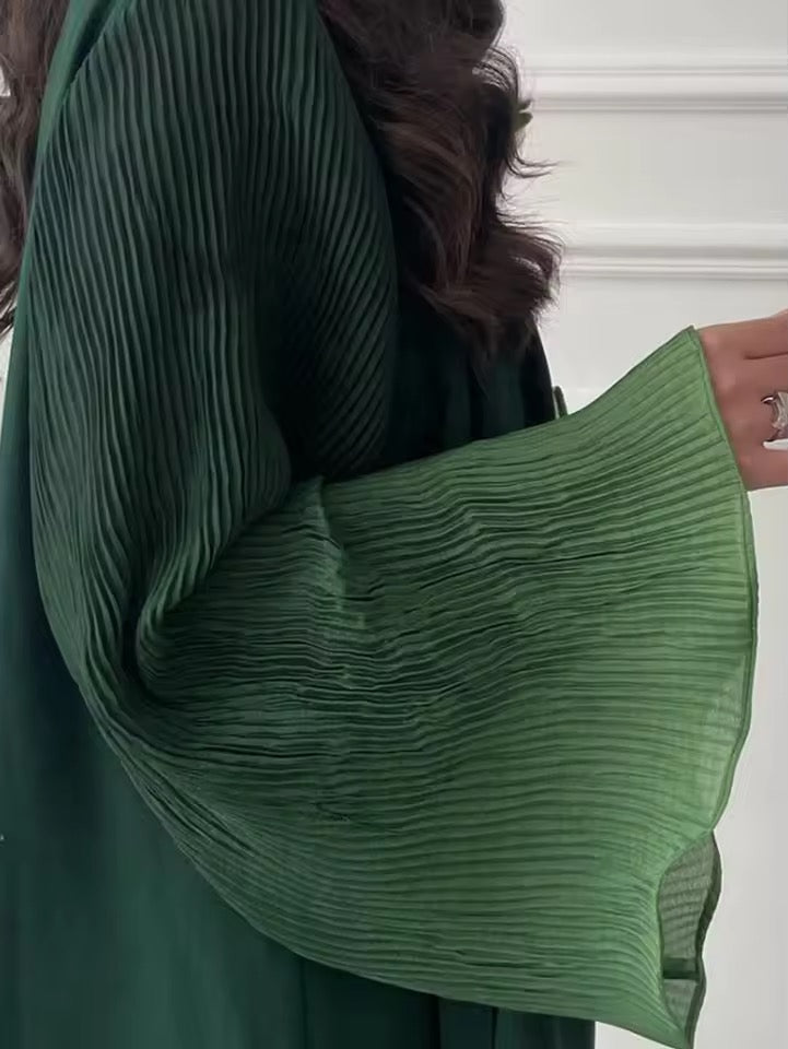 Women Split Abaya Open Front Kaftan Arab Long Robe