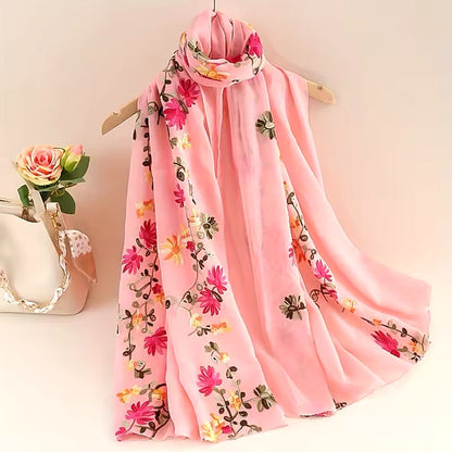 Women Embroidered Scarf Elegant and Versatile for Women Floral Shawl