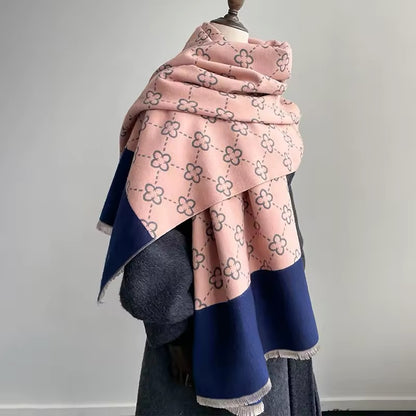 Women Luxurious Cashmere Touch Scarf - Warm Fringe Shawl