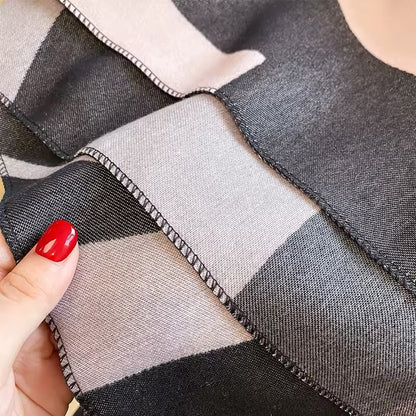 Women Luxurious Cashmere Touch Scarf - Warm Fringe Shawl