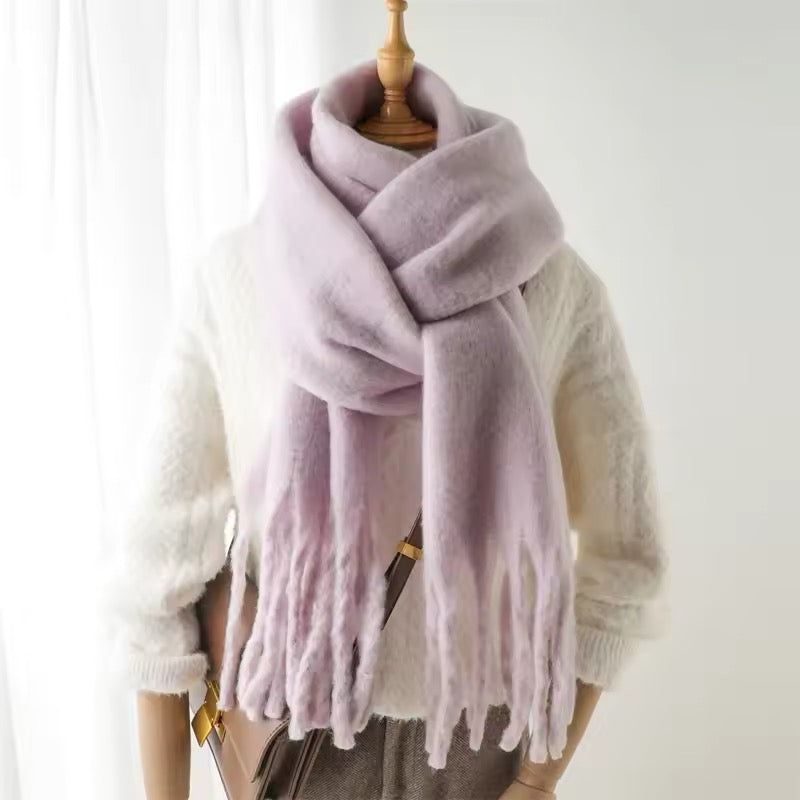 Men Wool & Women Woollen Cashmere Touch Scarf - Warm Fringe Shawl
