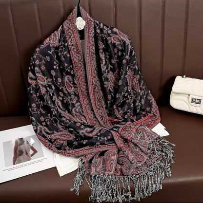 Luxury Women Classic Pashmina  Cashmere Touch Bohemia Scarf - Warm Fringe Shawl