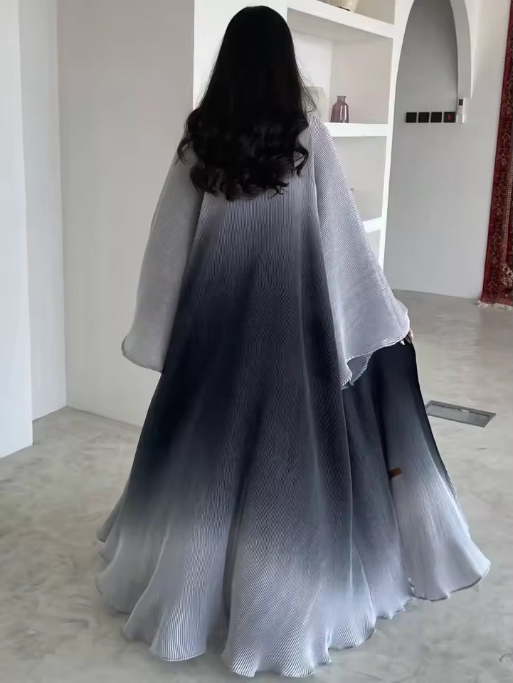 Women Split Abaya Open Front Kaftan Arab Long Robe