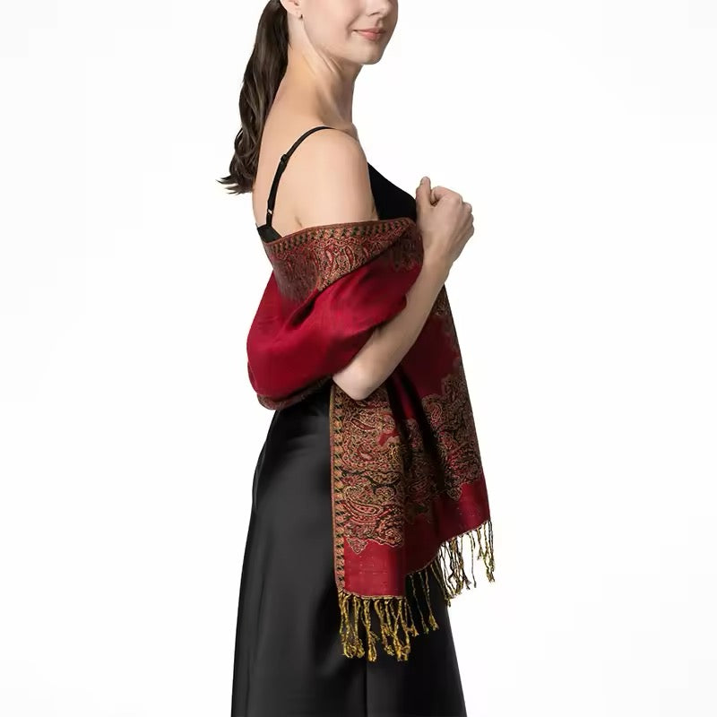 Luxury Women Classic Pashmina Cashmere Touch Bohemia Scarf - Warm Fringe Shawl