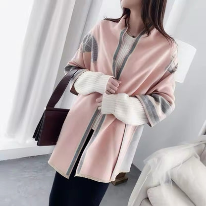 Luxury Women Limited Edition Horse Design Cashmere Touch Scarf - Warm Fringe Shawl