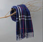 Men & Women Checked Pattern Cashmere Touch Scarf - Warm Fringe Shawl