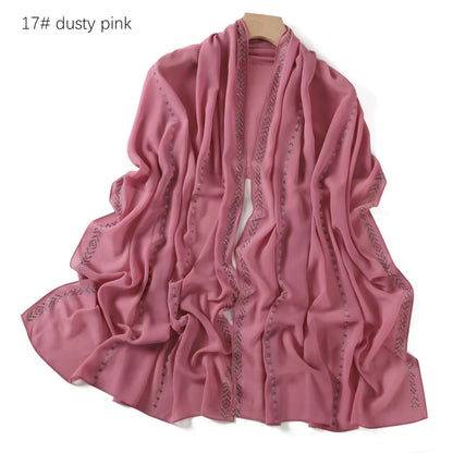 Women Glimmer Shiny Women Hijab Scarf Muslim Long Scarves Light Weight