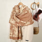 Luxury Women Floral Cashmere Touch Flower Scarf - Warm Fringe Shawl