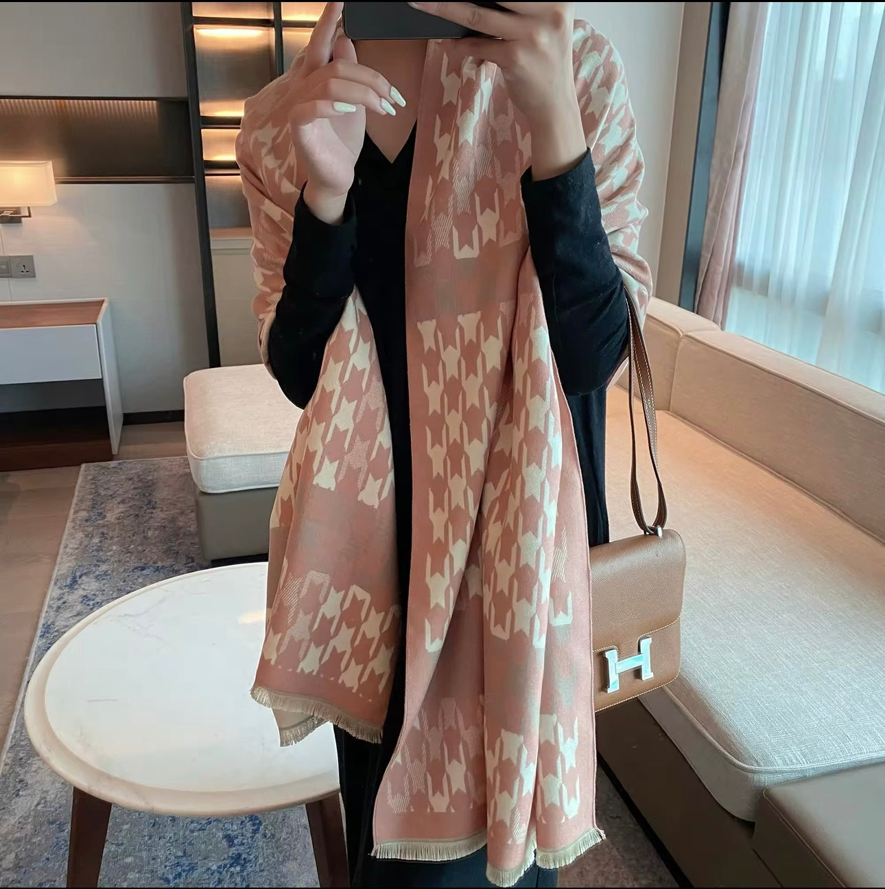 Women Luxurious Cashmere Touch Scarf - Warm Fringe Shawl