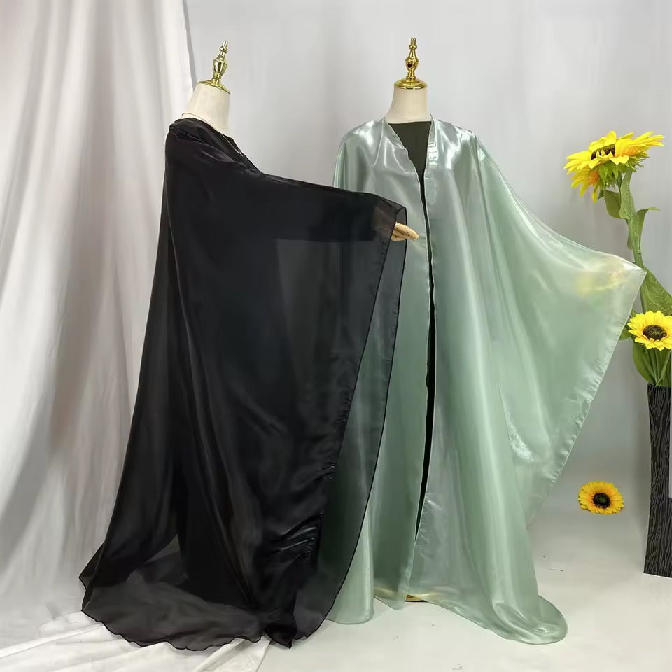 Women Split Abaya Open Front Kaftan Arab Long Robe
