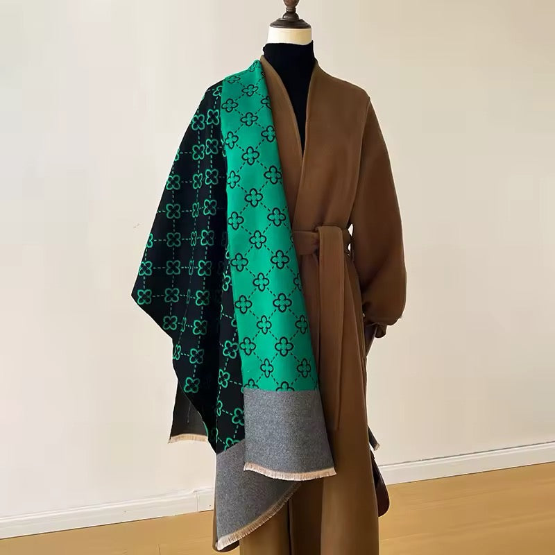 Women Luxurious Cashmere Touch Scarf - Warm Fringe Shawl