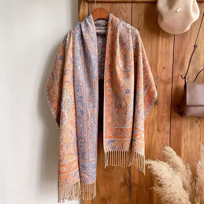 Luxury Women Classic Pashmina Double Sided Cashmere Touch Scarf - Warm Fringe Shawl