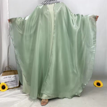 Women Split Abaya Open Front Kaftan Arab Long Robe