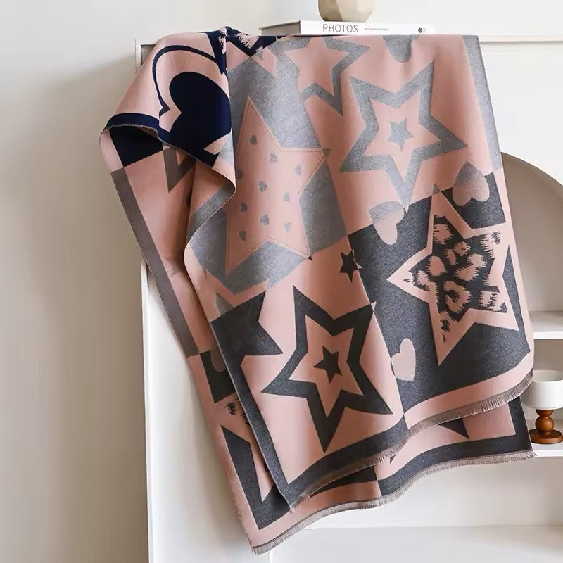 Women Luxurious Cashmere Touch Scarf - Warm Fringe Shawl