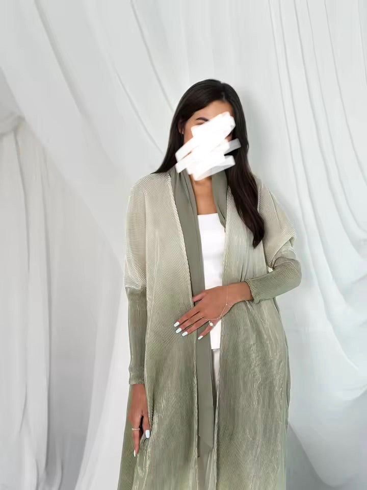 Women Split Abaya Open Front Kaftan Arab Long Robe