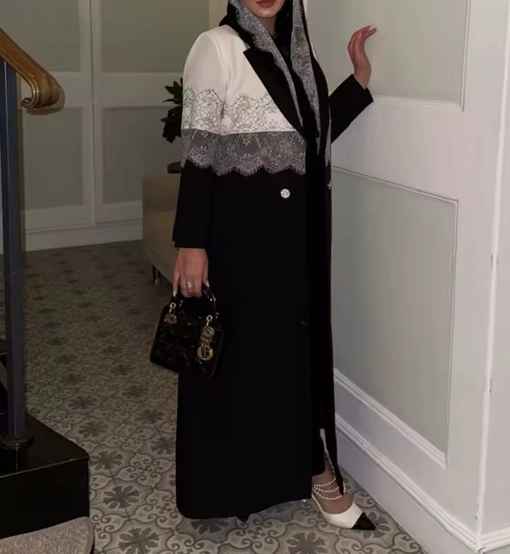 Split Women Black Abaya Modest Clothing Women Split Coat Abaya