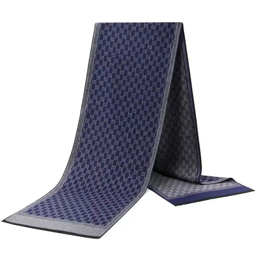 Men & Women Checked Pattern Cashmere Touch Scarf - Warm Fringe Shawl