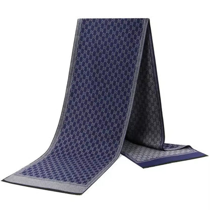 Men & Women Checked Pattern Cashmere Touch Scarf - Warm Fringe Shawl