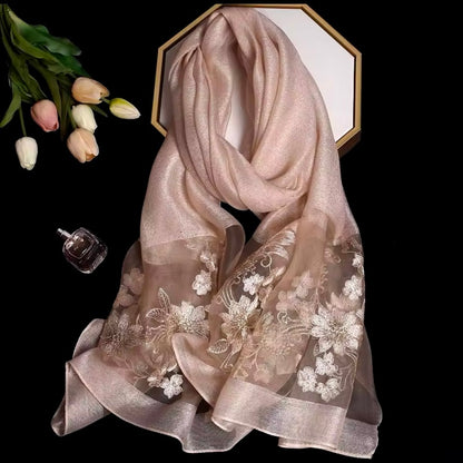 Women Embroidered Scarf Elegant and Versatile for Women Floral Shawl