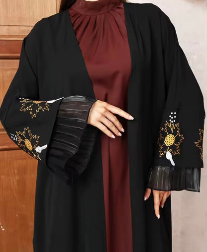 Split Women Black Abaya Modest Clothing Women Split Coat Abaya