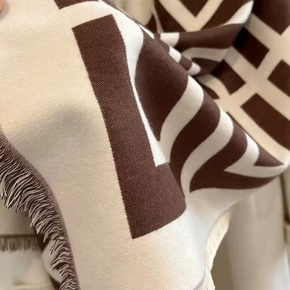 Women Luxurious Cashmere Touch Scarf - Warm Fringe Shawl