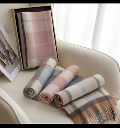 Autumn Winter Plaid Wool Scarf for Men & Women Checked Cashmere Shawl Warm Thickened Neckerchief Korean Versatile Wraps
