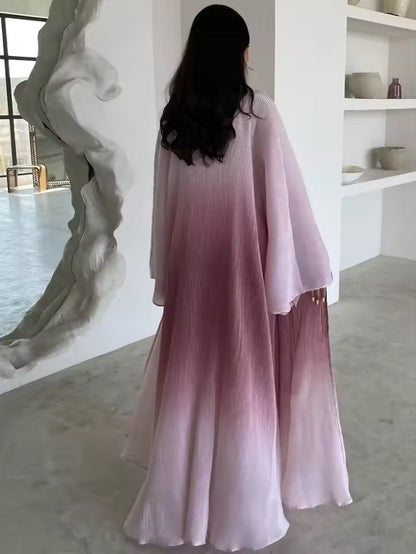 Women Split Abaya Open Front Kaftan Arab Long Robe
