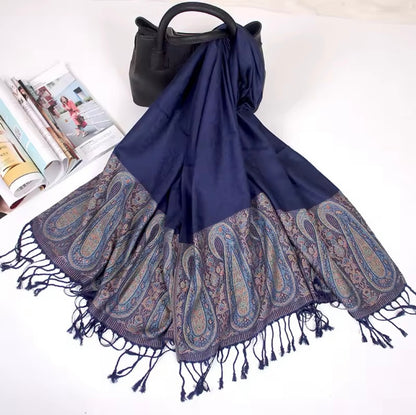 Luxury Women Classic Pashmina Cashmere Touch Scarf - Warm Fringe Pashmina Shaw