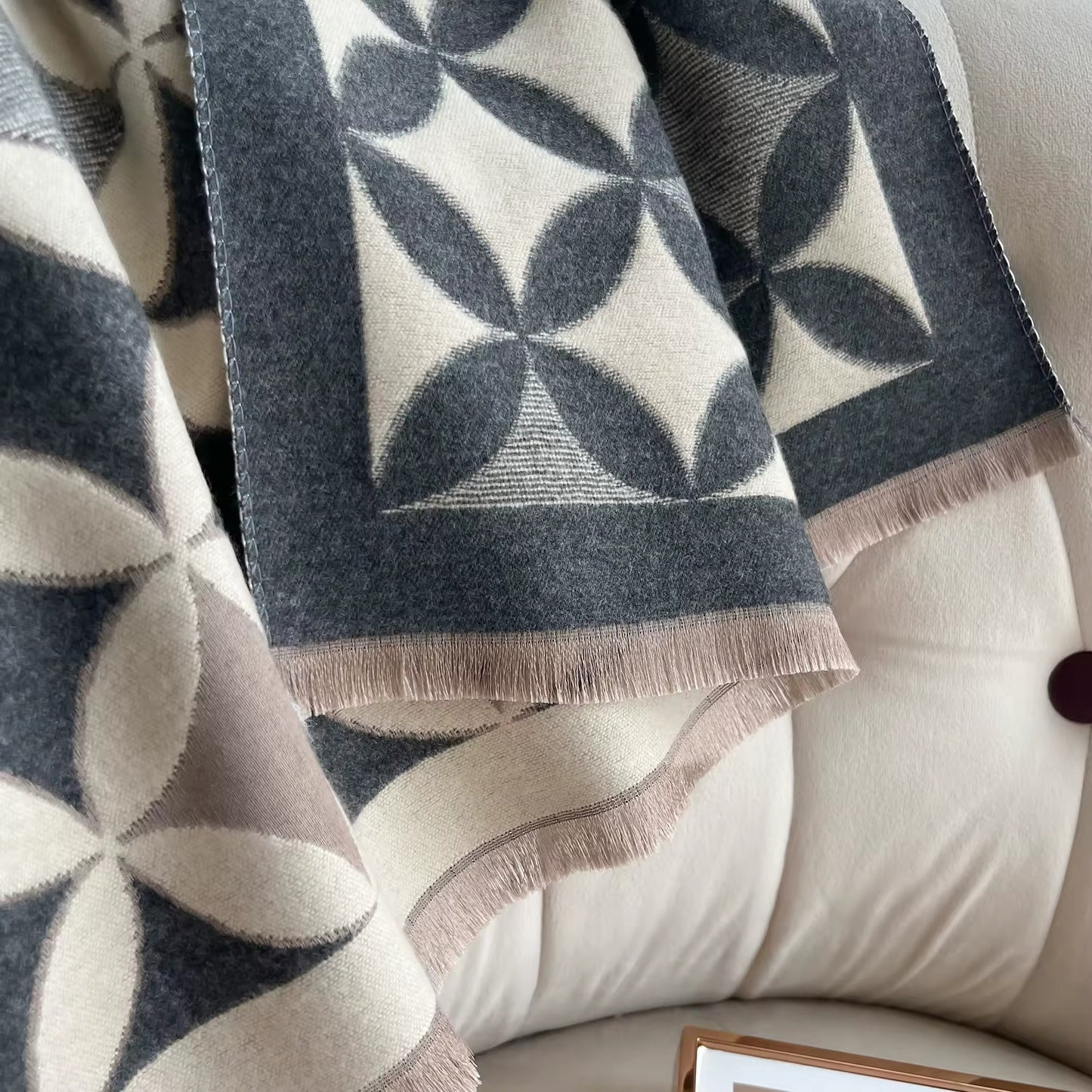 Women Luxurious Cashmere Touch Scarf - Warm Fringe Shawl