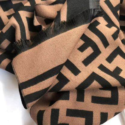 Women Luxurious Cashmere Touch Scarf - Warm Fringe Shawl