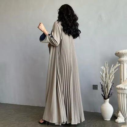 Women Split Abaya Open Front Kaftan Arab Long Robe