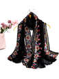 Women Embroidered Scarf Elegant and Versatile for Women Floral Shawl