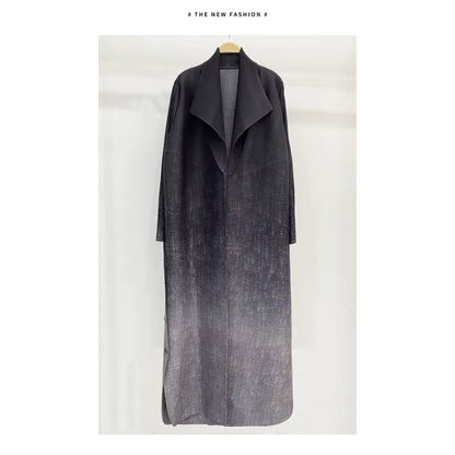 Women Split Abaya Fashion Open Front Long Coat Gradient Loose Design Trench Coat