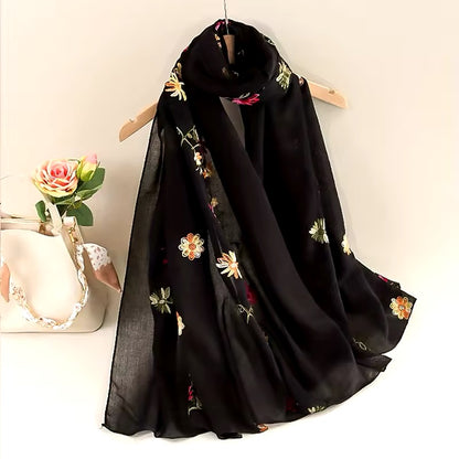 Women Embroidered Scarf Elegant and Versatile for Women Floral Shawl