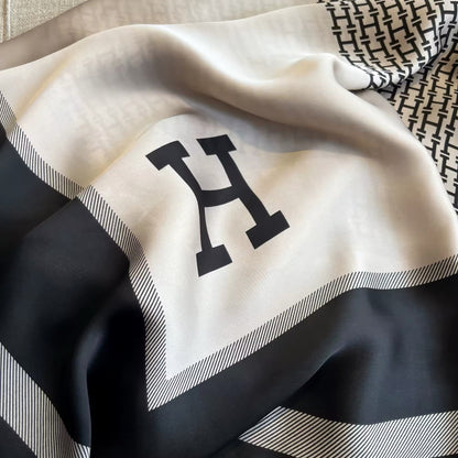 Satin Shawls Autumn Colour Print Luxury Silk Scarf Scarves Women Silk Satin