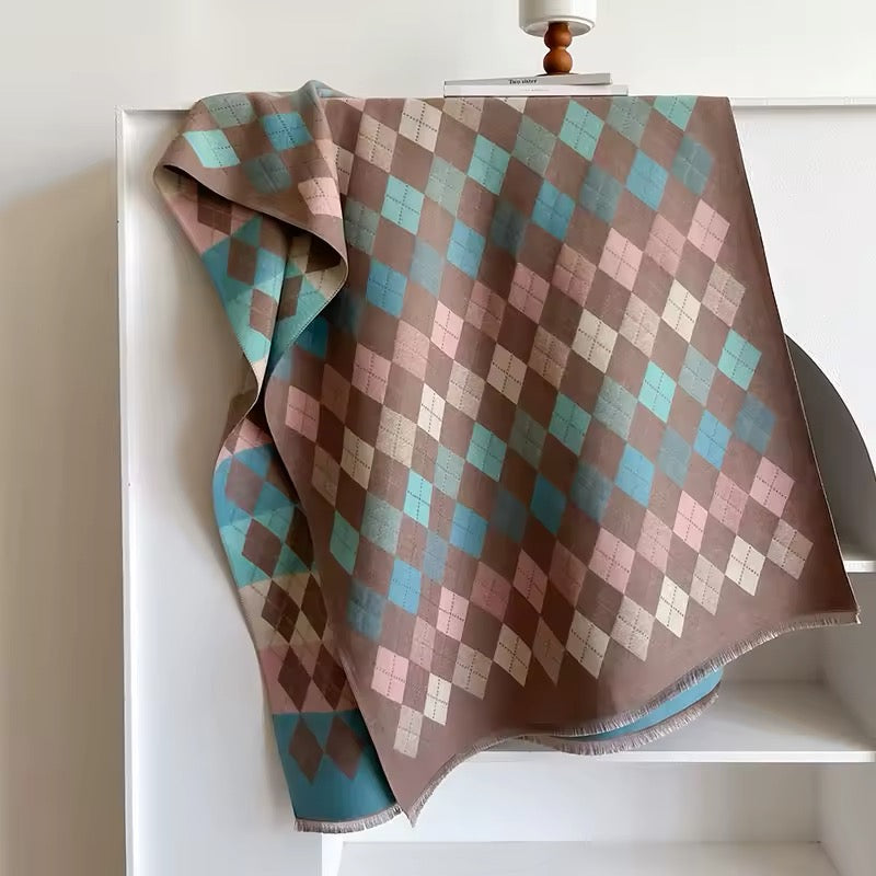 Women Luxurious Cashmere Touch Scarf - Warm Fringe Shawl