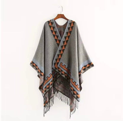 Cashmere Wool Cape Scarf Split Thickened Autumn and Winter Women Cape