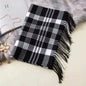 Men &  Women Checked Pattern Cashmere Touch Scarf - Warm Fringe Shawl