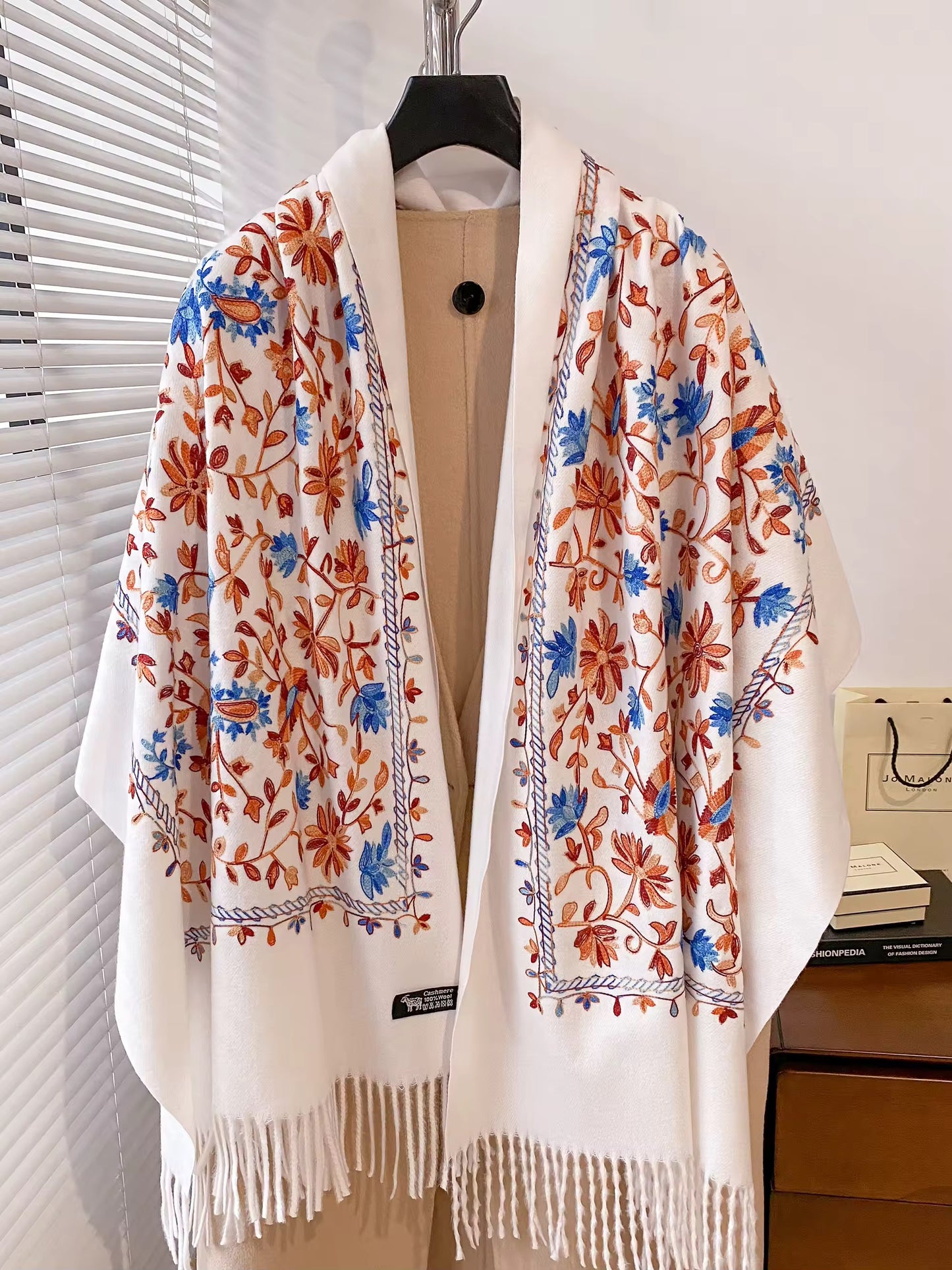 Women Embroidered Scarf Elegant and Versatile for Women Floral Long Shawl