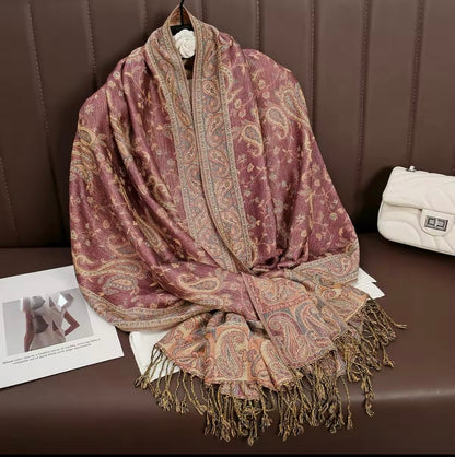 Luxury Women Classic Pashmina  Cashmere Touch Bohemia Scarf - Warm Fringe Shawl