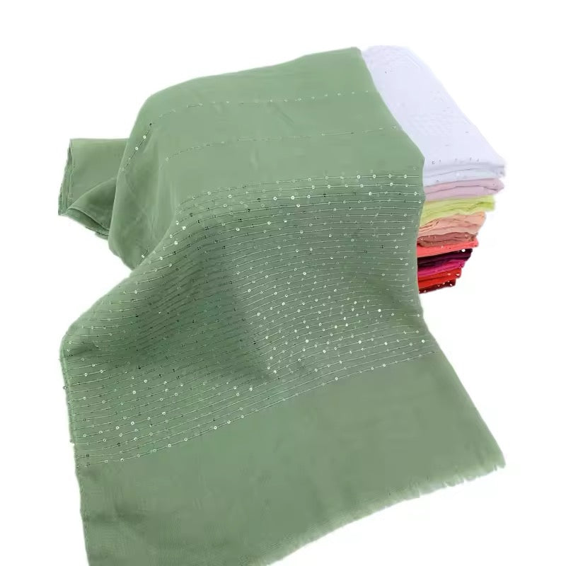 Women Glimmer Shiny Women Hijab Scarf Muslim Long Scarves Light Weight