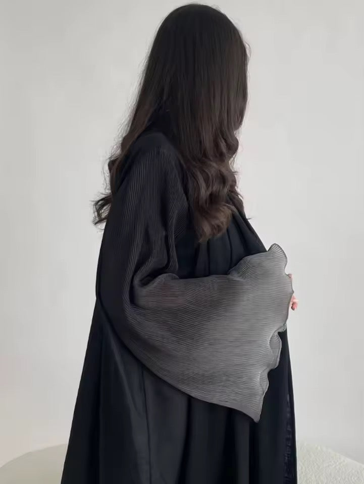 Women Split Abaya Open Front Kaftan Arab Long Robe