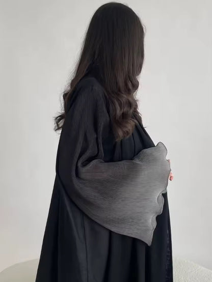 Women Split Abaya Open Front Kaftan Arab Long Robe