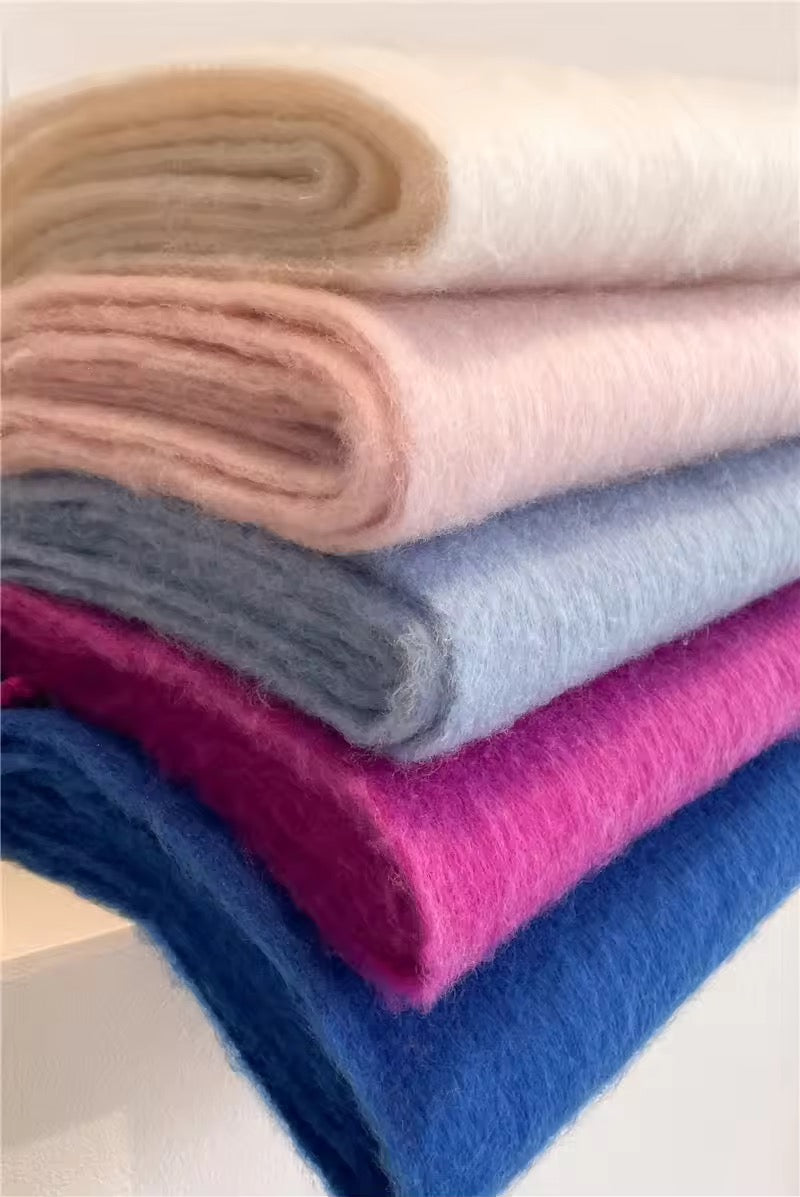 Men Wool & Women Woollen Cashmere Touch Scarf - Warm Fringe Shawl