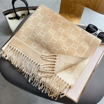 Women Luxurious Cashmere Touch Scarf - Warm Fringe Shawl