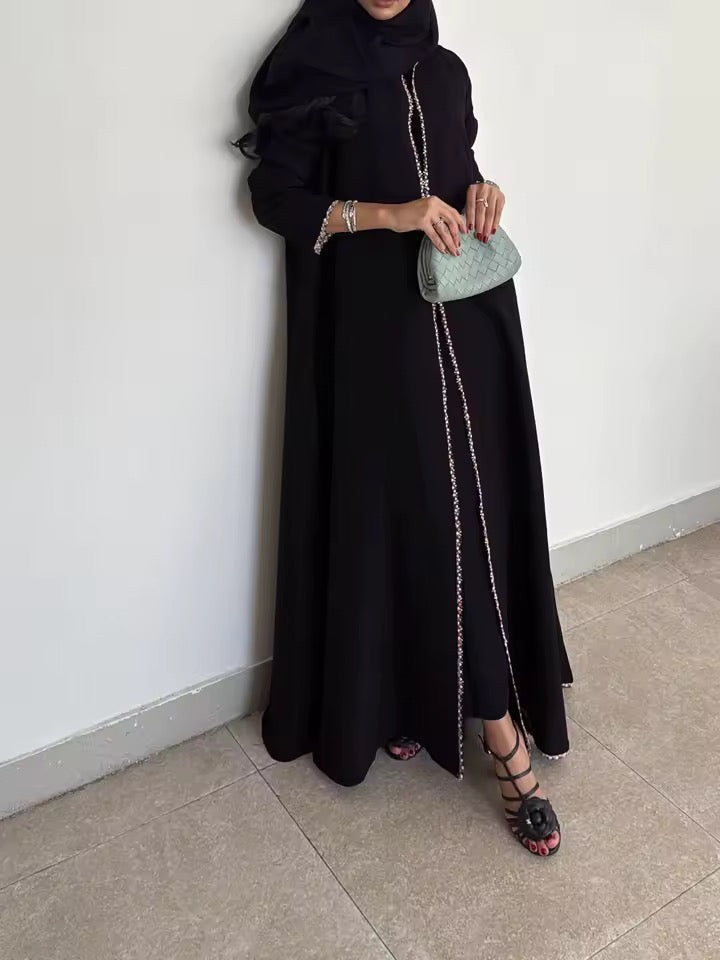Split Women Black Abaya Modest Clothing Women Split Coat Abaya