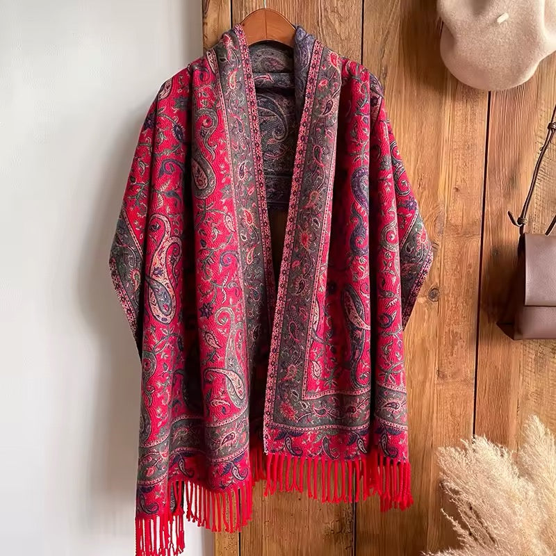 Luxury Women Classic Pashmina Double Sided Cashmere Touch Scarf - Warm Fringe Shawl